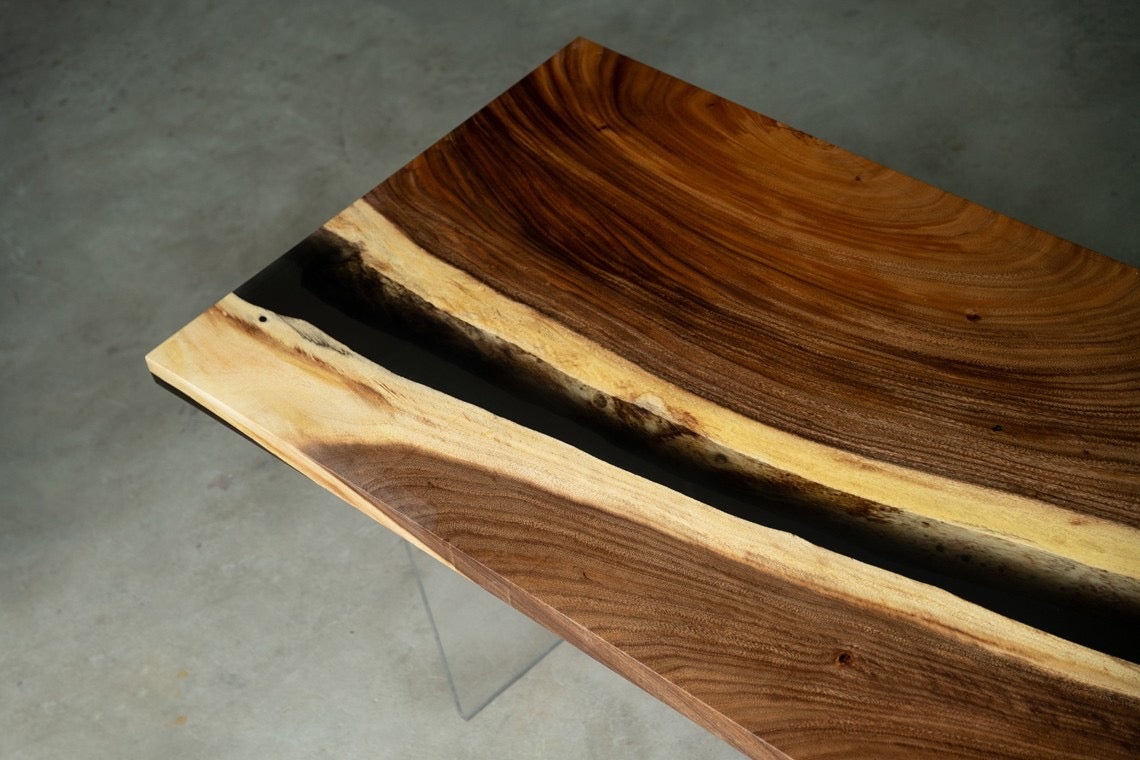 Walnut Wood Epoxy Resin Table  (with SAICOS Premium Hardwax-Oil Finish)