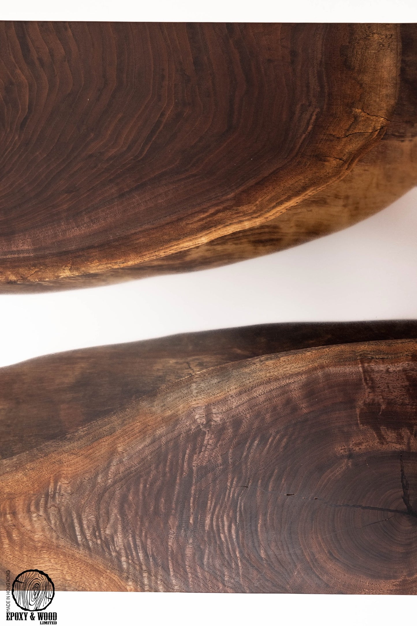 Handmade Black Walnut Wood Coffee Table with Clear Epoxy River - 50x50cm