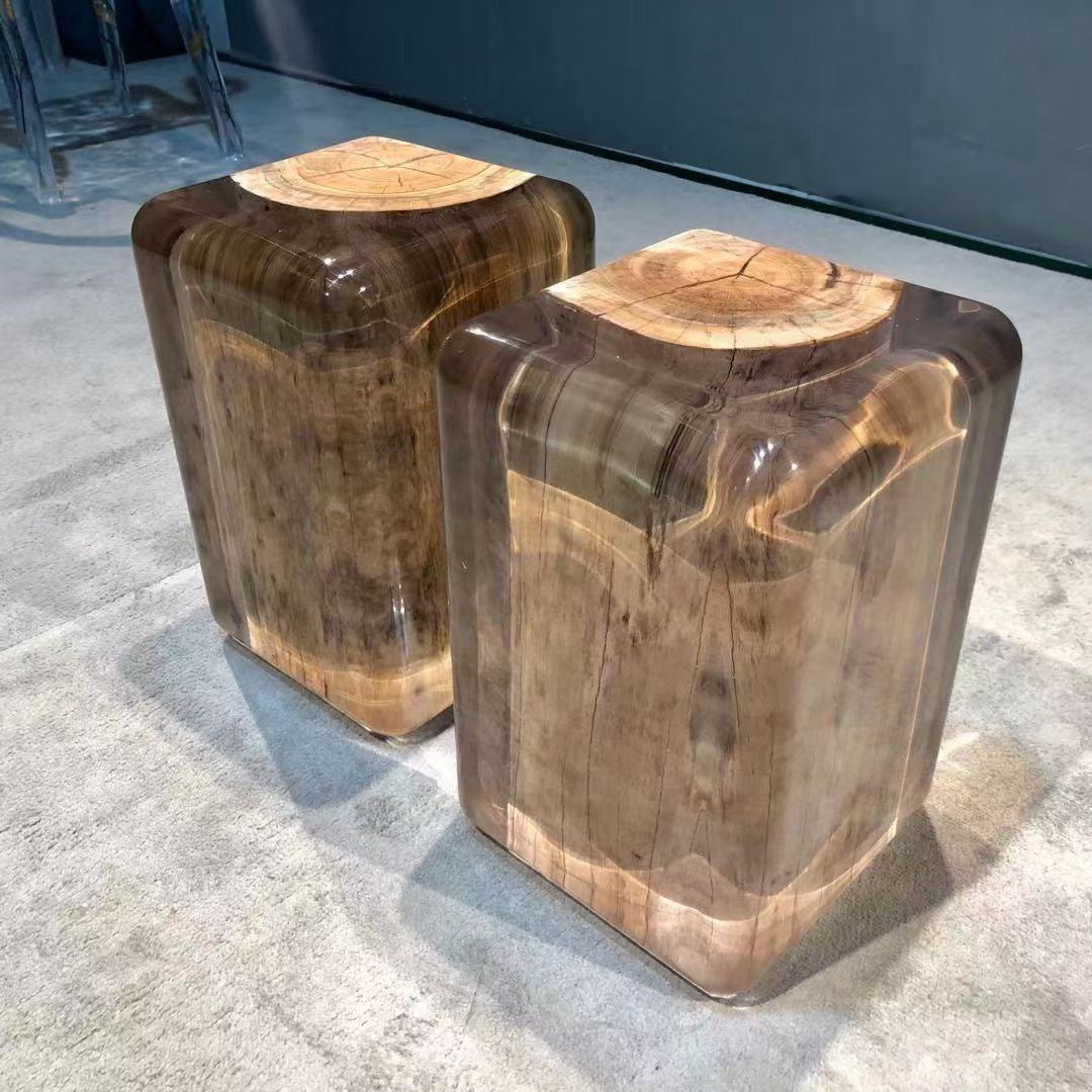 Wood Stump Clear Resin Stool