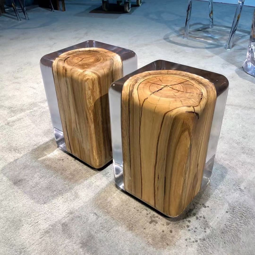 Wood Stump Clear Resin Stool