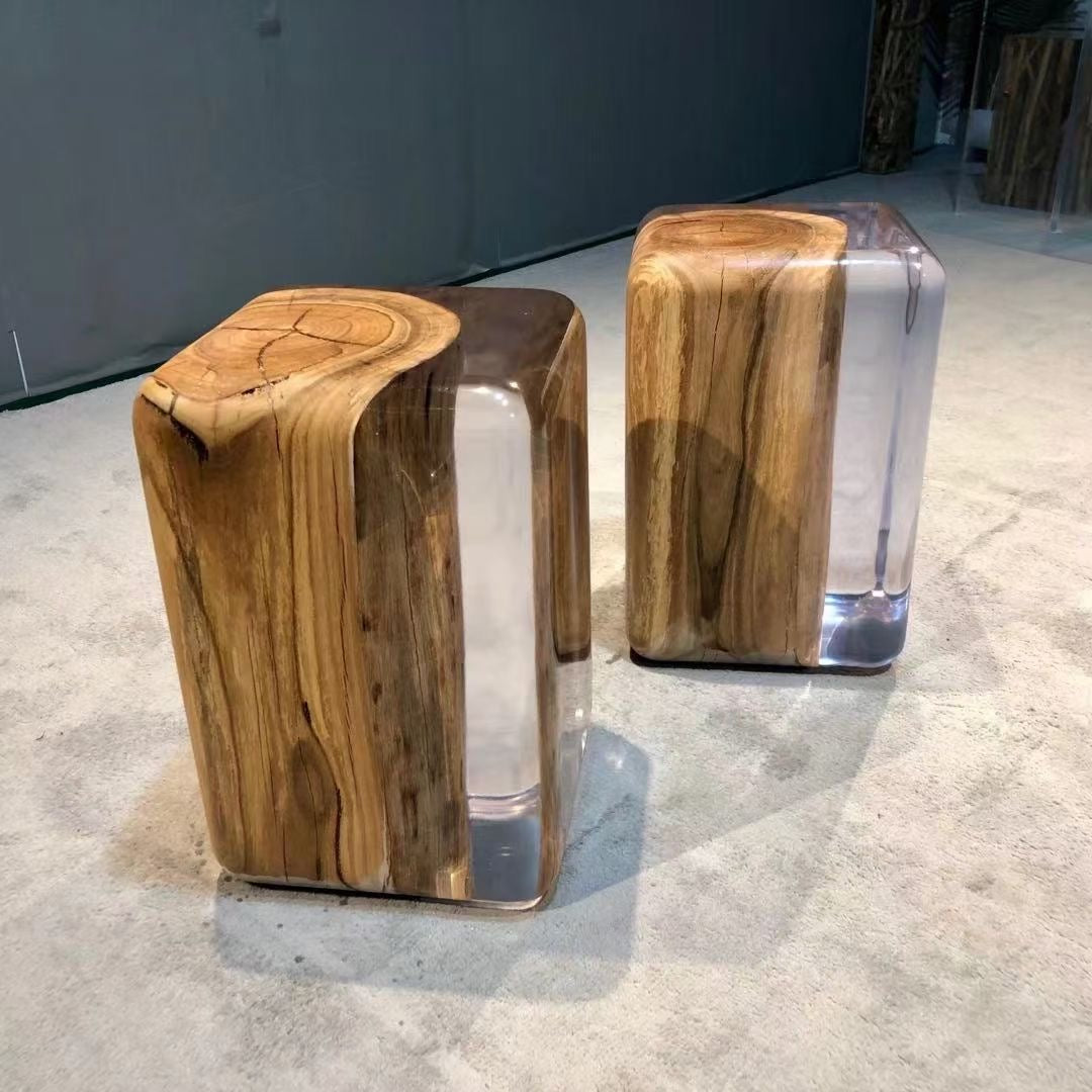 Wood Stump Clear Resin Stool